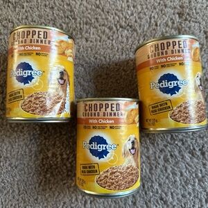 New Set of Three Pedigree Chopped Ground Chicken Dinner 13oz Cans